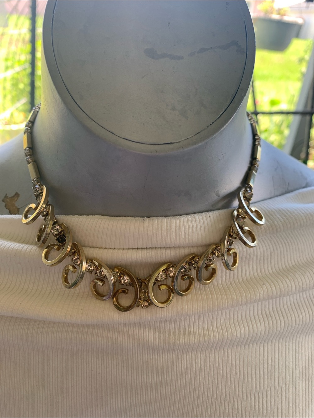 Gold-Tone Swirl Crystal Necklace - Women's Jewelry